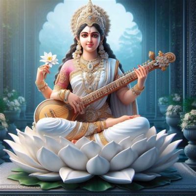  Sarasvati Deviyi Şefkatli ve Göz Alıcı Bir Biçimde Tasvir Eden Saraswati